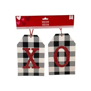 Set of 2 Black White Buffalo Check XO Valentines Day Signs Wall Decor